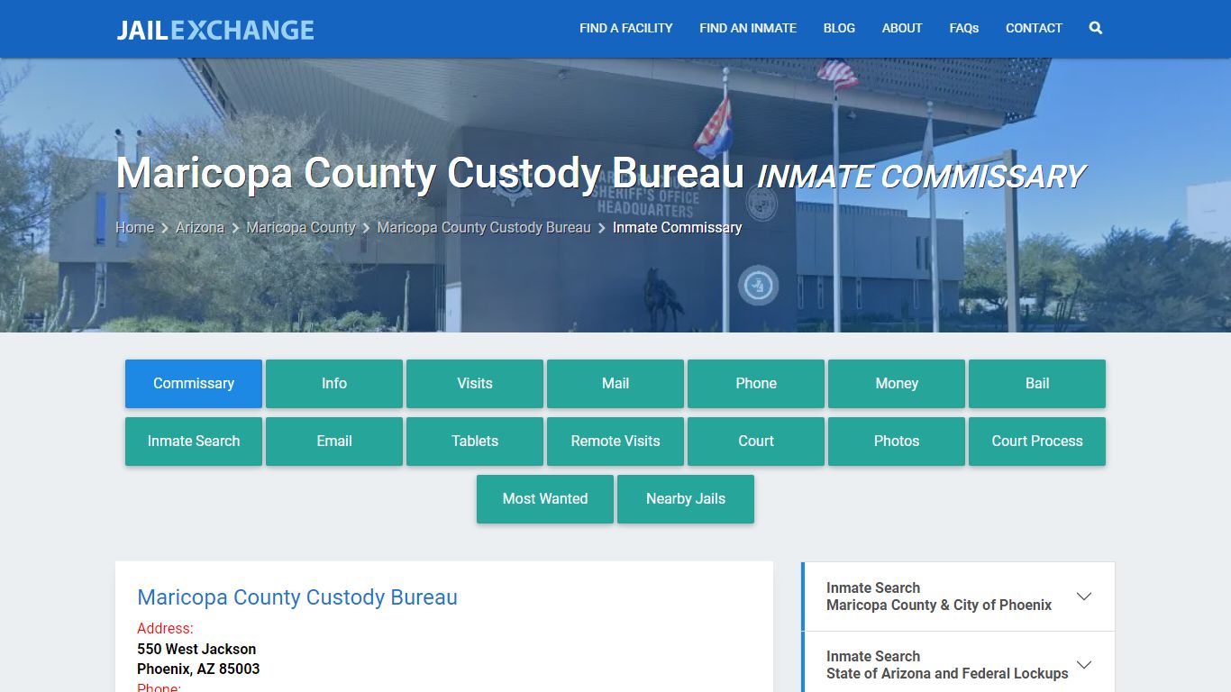 Maricopa County Custody Bureau Inmate Commissary - Jail Exchange