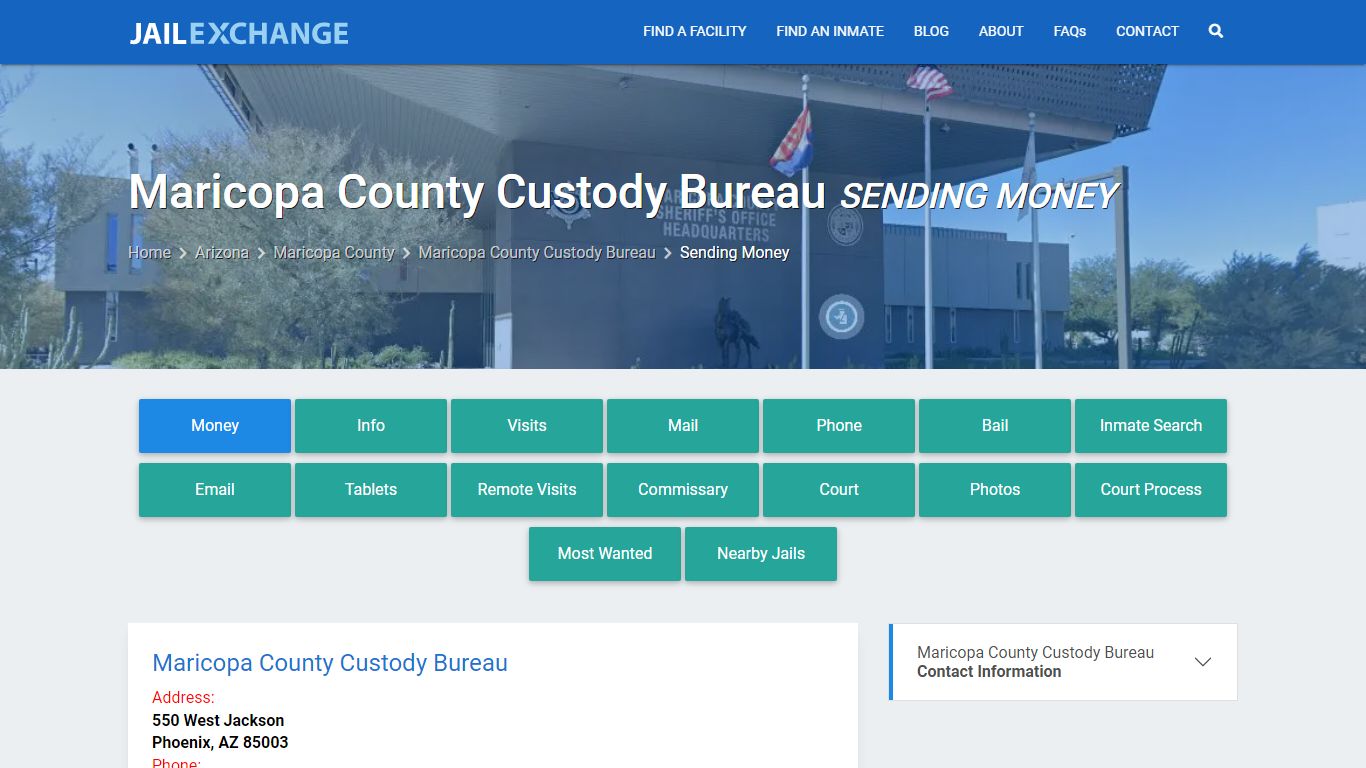 Send Money to Inmate - Maricopa County Custody Bureau, AZ - Jail Exchange